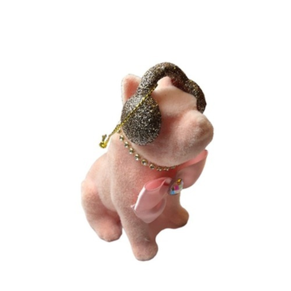 French Bulldog Ornament Christmas  Pink Gold Headphones